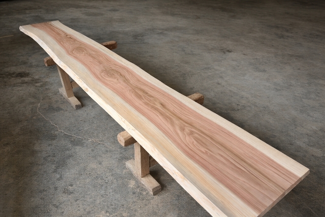 4m一枚板カウンターテーブル、クス一枚板デスクテーブル